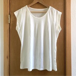 White Top with Partially Capped Sleeves - Size L